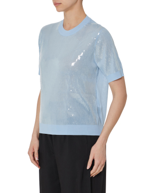 ΓΥΝΑΙΚΕΙΟ T-SHIRT ΜΕ ΠΟΥΛΙΕΣ | Γαλάζιο S