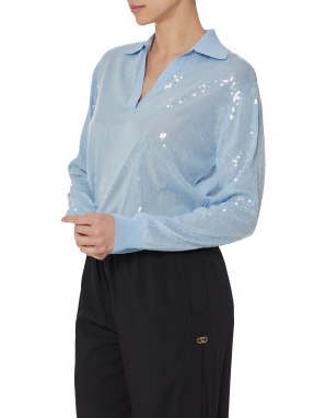 ΓΥΝΑΙΚΕΙΑ ΜΠΛΟΥΖΑ ΜΕ ΠΟΥΛΙΕΣ | Γαλάζιο S