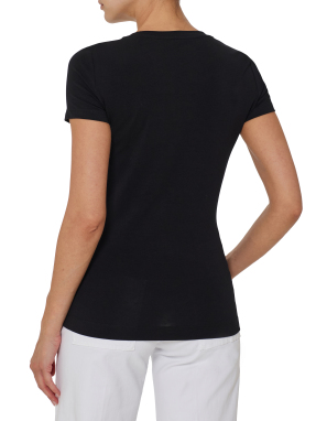 ΓΥΝΑΙΚΕΙΟ T-SHIRT ΜΕ ΣΤΡΑΣ ΛΟΓΟΤΥΠΟ | Μαύρο S