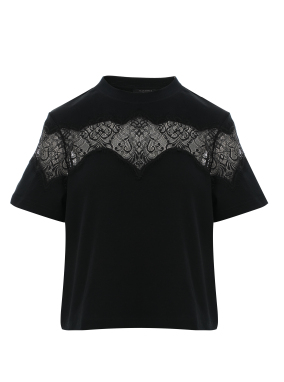 ΓΥΝΑΙΚΕΙΟ T-SHIRT LISA LACE | Μαύρο XS