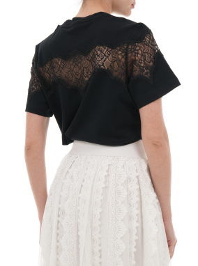 ΓΥΝΑΙΚΕΙΟ T-SHIRT LISA LACE | Μαύρο XS