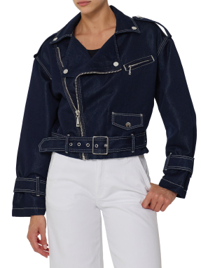 ΓΥΝΑΙΚΕΙΟ BIKER JACKET | Μπλε Σκούρο S