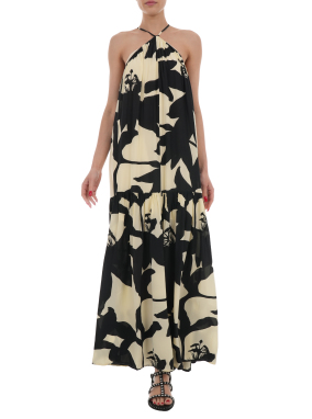 ΜΑΞΙ FLORAL ΦΟΡΕΜΑ | Μαύρο XS