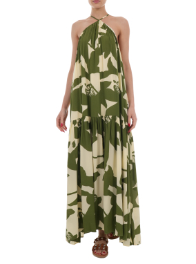 ΜΑΞΙ FLORAL ΦΟΡΕΜΑ | Πράσινο XS