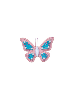 JIBBITZ™ CHARMS FAUX LEATHER PINK BUTTERFLY | Πολύχρωμο UNIQUE ONE SIZE