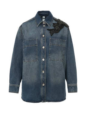 ΓΥΝΑΙΚΕΙΟ DENIM OVERSHIRT | Μπλε Σκούρο S
