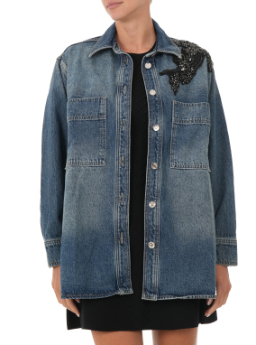 ΓΥΝΑΙΚΕΙΟ DENIM OVERSHIRT | Μπλε Σκούρο S