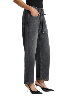 ΓΥΝΑΙΚΕΙΟ DENIM ΠΑΝΤΕΛΟΝΙ PAPERBAG | Μαύρο PICU 28