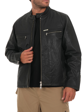 ΑΝΔΡΙΚΟ ΔΕΡΜΑΤΙΝΟ JACKET | Μαύρο M