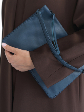 ΓΥΝΑΙΚΕΙΟΣ ΔΕΡΜΑΤΙΝΟΣ ΦΑΚΕΛΟΣ MAXI POCHETTE | Μπλε