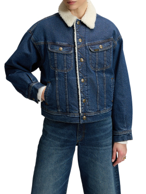 ΓΥΝΑΙΚΕΙΟ DENIM SHERPA JACKET | Μπλε Σκούρο M