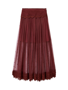 MIDI ΦΟΥΣΤΑ TRIXIE | Μπορντό BURGUNDY RED UK 6