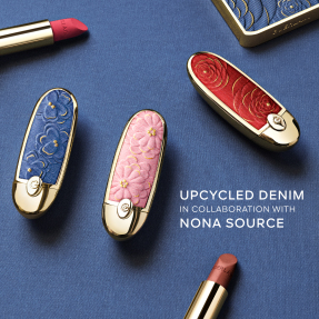 ROUGE G BLOOMING DENIM THE DOUBLE MIRROR JEWEL CASE - LIMITED EDITION THE CUSTOMISABLE ULTRA-CARE LIPSTICK | Blooming Denim - Red Rose