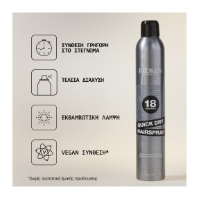 QUICK DRY HAIRSPRAY ΣΠΡΕΙ ΜΕ ΠΡΟΩΘΗΤΙΚΟ ΑΕΡΙΟ ΓΙΑ ΔΥΝΑΤΟ ΈΛΕΓΧΟ | 400ml