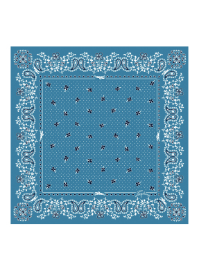 ΓΥΝΑΙΚΕΙΟ ΦΟΥΛΑΡΙ FRENCH BANDANA SILK SCARF 50 | Μπλε Ανοιχτό