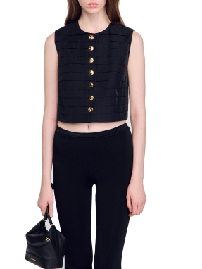 ΓΥΝΑΙΚΕΙΟ ΑΜΑΝΙΚΟ ΠΛΙΣΕ CROP ΤΟΠ | Μαύρο M