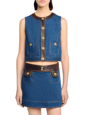 ΓΥΝΑΙΚΕΙΟ DENIM ΤΟΠ | Μπλε Σκούρο L