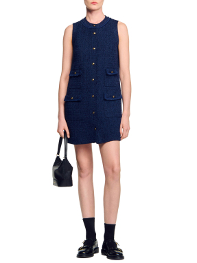 ΜΙΝΙ ΑΜΑΝΙΚΟ TWEED ΦΟΡΕΜΑ | Μπλε Σκούρο FR 38