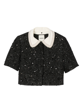 ΓΥΝΑΙΚΕΙΟ TWEED ΤΟΠ ΜΕ ΠΑΓΙΕΤΑ | Μαύρο FR 40