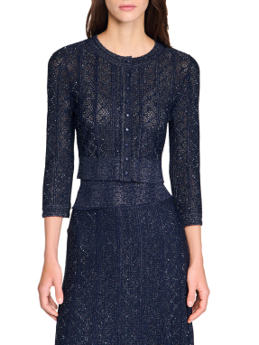 ΓΥΝΑΙΚΕΙΑ ΠΛΕΚΤΗ ΖΑΚΕΤΑ ΜΕ ΣΤΡΑΣ | Μπλε Σκούρο S