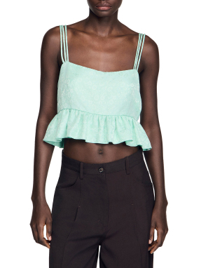 ΓΥΝΑΙΚΕΙΟ ΦΛΟΡΑΛ CROP ΤΟΠ | Πράσινο Ανοιχτό M