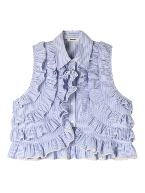 ΓΥΝΑΙΚΕΙΟ CROP RUFFLED ΤΟΠ | Μπλε S