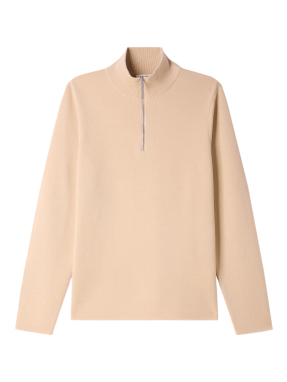 ΑΝΔΡΙΚΟ ΜΑΛΛΙΝΟ ΠΟΥΛΟΒΕΡ HALF-ZIP | Μπεζ S