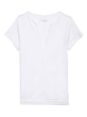 ΓΥΝΑΙΚΕΙΟ T-SHIRT TUNI DIAMANTE WINGS HENLEY | Λευκό S