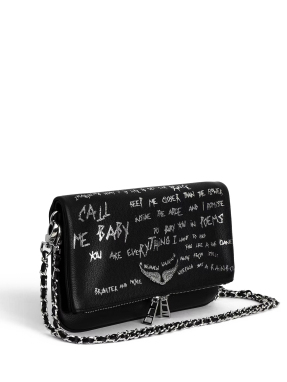 ΓΥΝΑΙΚΕΙΑ ΔΕΡΜΑΤΙΝΗ ΤΣΑΝΤΑ ROCK GRAFFITI | Μαύρο