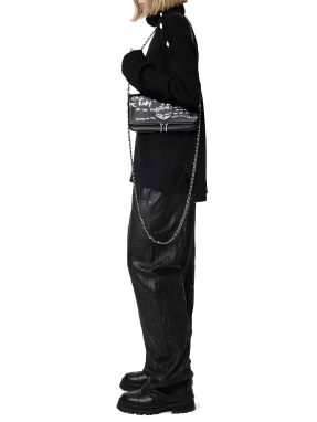 ΓΥΝΑΙΚΕΙΑ ΔΕΡΜΑΤΙΝΗ ΤΣΑΝΤΑ ROCK GRAFFITI | Μαύρο