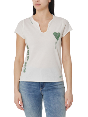 ΓΥΝΑΙΚΕΙΟ T-SHIRT HENLEY | Λευκό M