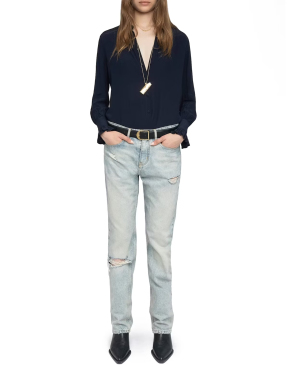 ΓΥΝΑΙΚΕΙΟ ΠΟΥΚΑΜΙΣΟ THELY | Μπλε Σκούρο XS