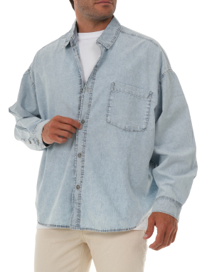 ΑΝΔΡΙΚΟ DENIM ΠΟΥΚΑΜΙΣΟ | Γαλάζιο XL