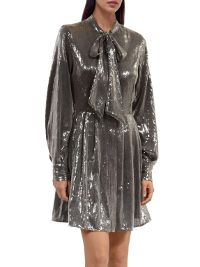 ΜΙΝΙ ΦΟΡΕΜΑ ΜΕ ΠΑΓΙΕΤΕΣ | Ασημί EU 40