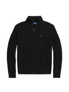 ΑΝΔΡΙΚΟ ΜΑΛΛΙΝΟ ΠΟΥΛΟΒΕΡ HALF-ZIP | Μαύρο M