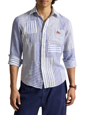 ΑΝΔΡΙΚΟ ΛΙΝΟ ΠΟΥΚΑΜΙΣΟ | Ριγέ   L
