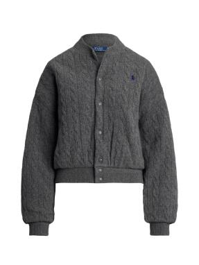 ΓΥΝΑΙΚΕΙΟ ΜΑΛΛΙΝΟ BOMBER | Γκρι Σκούρο M