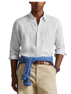 ΑΝΔΡΙΚΟ ΛΙΝΟ ΠΟΥΚΑΜΙΣΟ | Ριγέ  XL