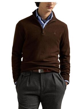 ΑΝΔΡΙΚΟ ΜΑΛΛΙΝΟ ΠΟΥΛΟΒΕΡ HALF-ZIP | Καφέ L