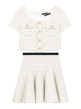 ΜΙΝΙ TWEED  ΦΟΡΕΜΑ  2-ΣΕ-1 | Εκρού FR 36