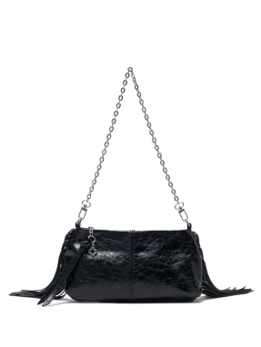 ΓΥΝΑΙΚΕΙΟ ΔΕΡΜΑΤΙΝΟ CLUTCH ΜΕ ΑΛΥΣΙΔΑ MISS M | Μαύρο