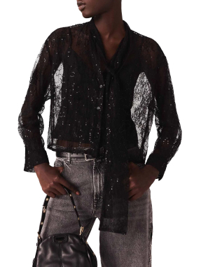 ΓΥΝΑΙΚΕΙΟ ΠΟΥΚΑΜΙΣΟ ΜΕ ΔΑΝΤΕΛΑ | Μαύρο S