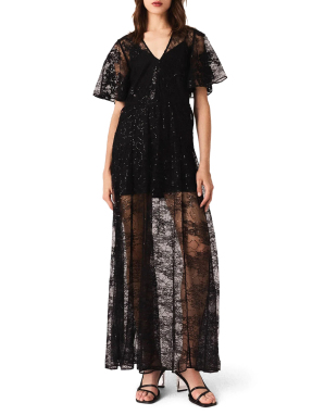 ΜΑΞΙ ΦΟΡΕΜΑ ΜΕ ΔΑΝΤΕΛΑ | Μαύρο FR 38