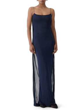 ΜΑΞΙ ΦΟΡΕΜΑ LA ROBE MAILLE PLUMETIS | Μπλε Σκούρο FR 38