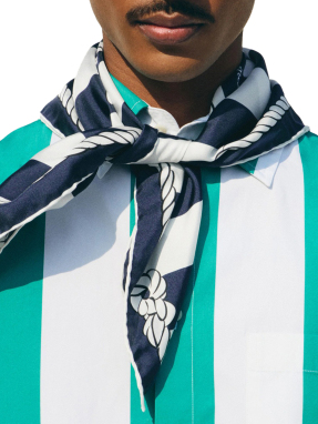 ΑΝΔΡΙΚΟ ΦΟΥΛΑΡΙ LE FOULARD BATEAU CORDE | Λευκό-Μπλε ONE SIZE