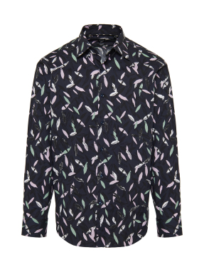 ΑΝΔΡΙΚΟ ΜΑΚΡΥΜΑΝΙΚΟ ΠΟΥΚΑΜΙΣΟ ΜΕ ΜΟΤΙΒΟ | Μπλε Σκούρο EU 41