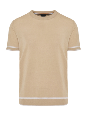 ΑΝΔΡΙΚΟ ΠΛΕΚΤΟ T-SHIRT | Μπεζ XL