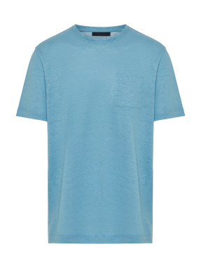 ΑΝΔΡΙΚΟ ΛΙΝΟ T-SHIRT | Μπλε Ανοιχτό L