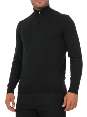 ΑΝΔΡΙΚΗ ΜΑΛΛΙΝΗ ΜΠΛΟΥΖΑ HALF-ZIP | Μαύρο 001 XXXL