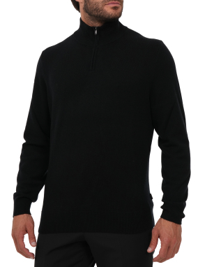 ΑΝΔΡΙΚΟ ΜΑΛΛΙΝΟ ΠΟΥΛΟΒΕΡ HALF-ZIP | Μαύρο 001 L